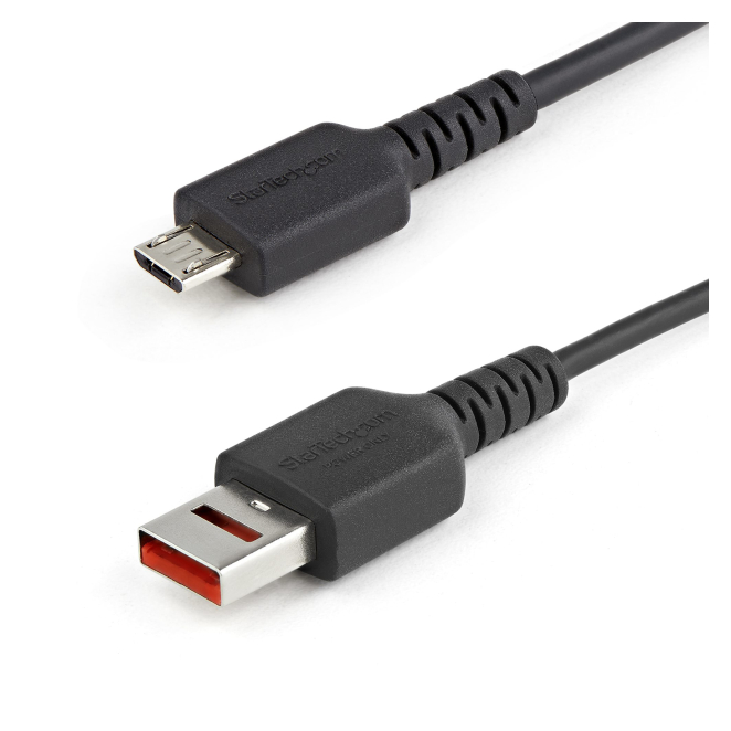 StarTech.com Cable de 1m Adaptador Bloqueador USB de Datos – Adaptador USB a Micro USB de Carga Segura – Micro USBC Solo de Carga para Tablet o Teléfono Móvil – Protector de Bloqueo de Datos