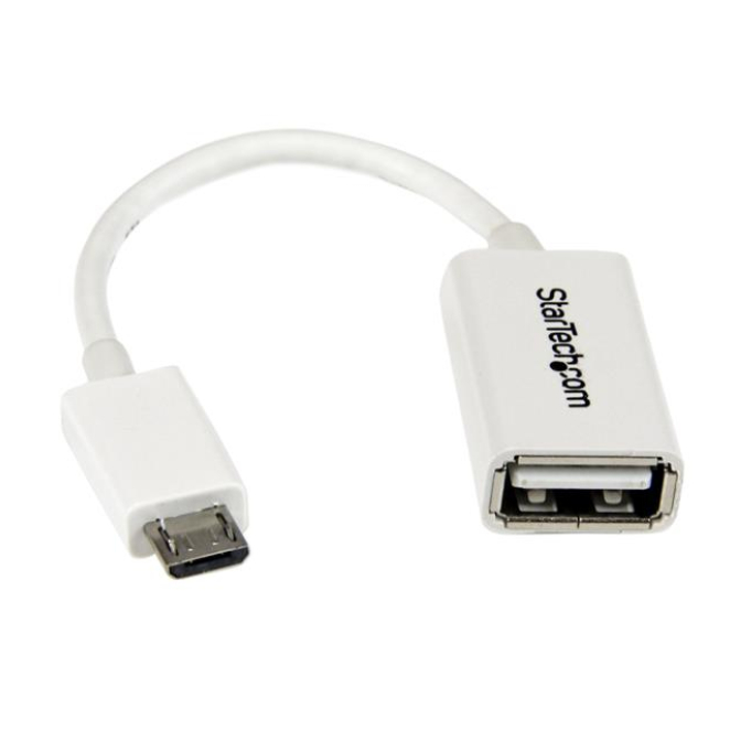 StarTech.com Cable Adaptador Micro USB a USB OTG Blanco de 12cm - Macho a Hembra