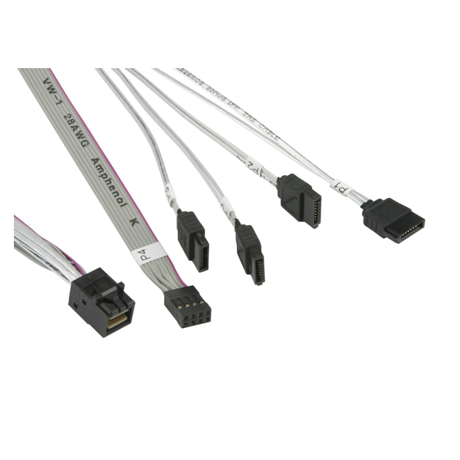 Supermicro MiniSAS / 4 SATA 0.55 m 0,55 m Gris, Blanco