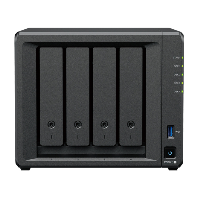 Synology DiskStation DS925+ NAS Ryzen Embedded V1500B 4 GB DDR4 48 TB frente