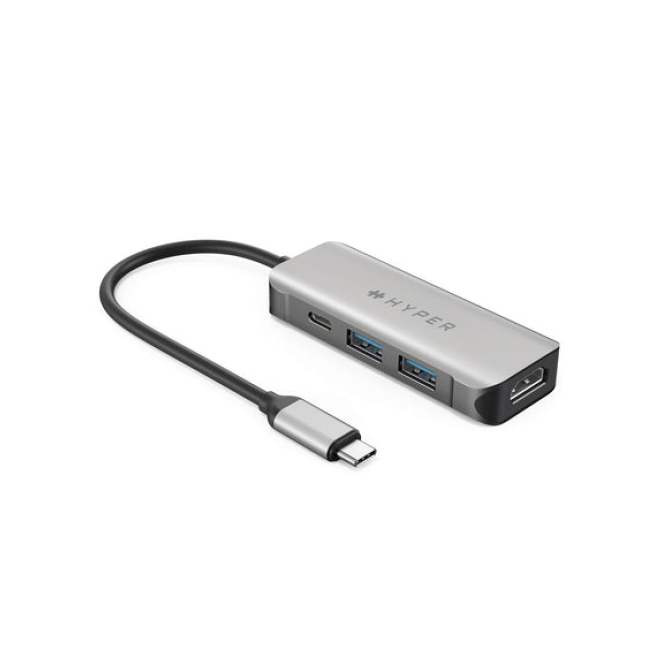 HYPER HD41-GL base para portátil y replicador de puertos USB 2.0 Type-C Negro, Gris