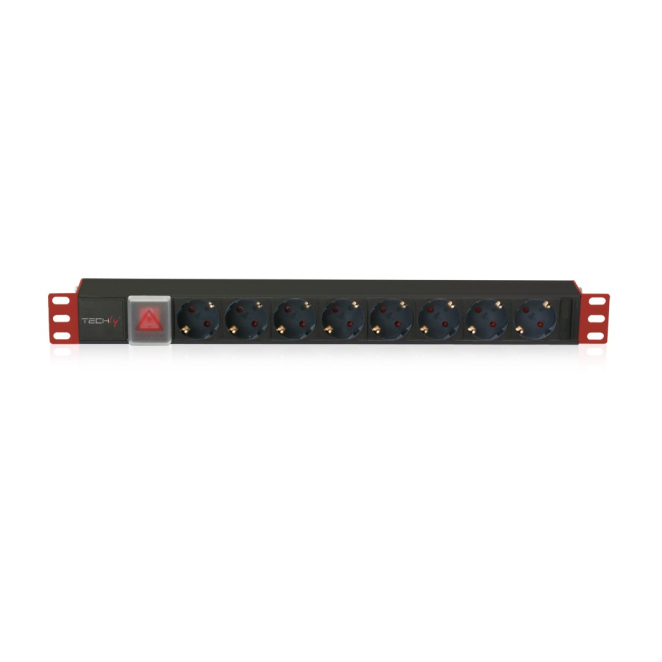 Techly I-CASE STRIP-81UD unidad de distribución de energía (PDU) 8 salidas AC 1U Negro, Rojo