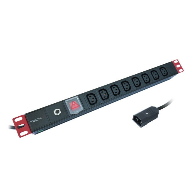 Techly I-CASE STRIP-8C unidad de distribución de energía (PDU) 8 salidas AC 1U Negro