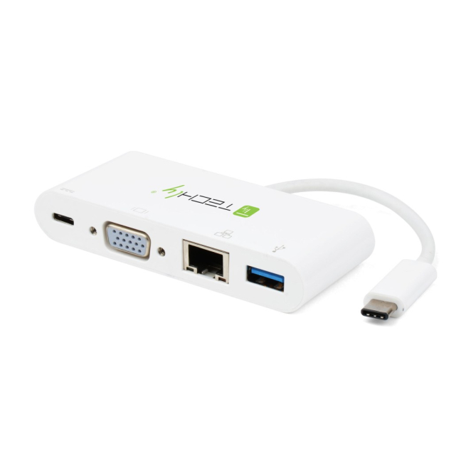 Techly IADAP USB31-DOCK2 base para portátil y replicador de puertos USB C Blanco