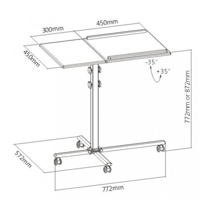 Soporte ajustable para portátil Techly ICA-TB TPM-2 en negro y plata