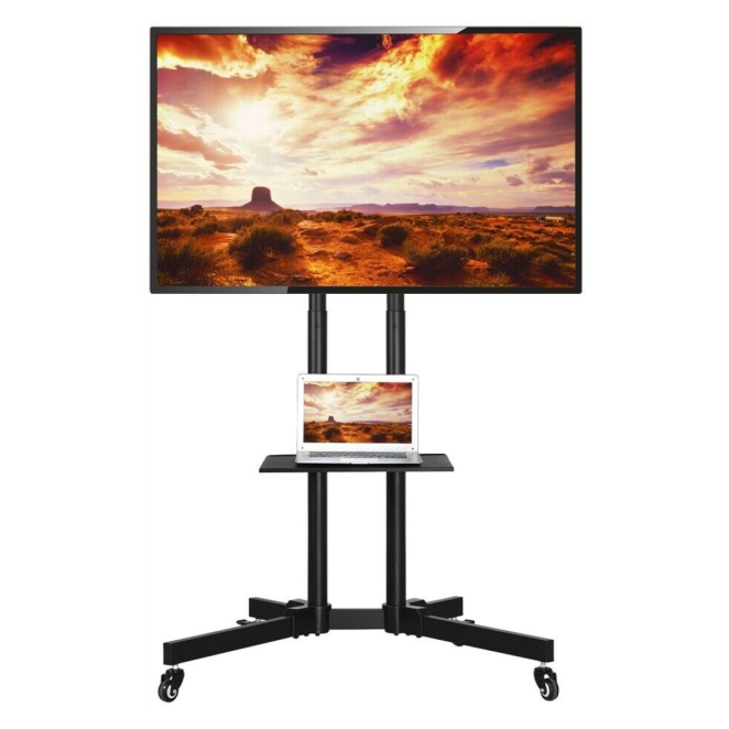 Techly soporte de pantalla ajustable con ruedas. Vista de perfil