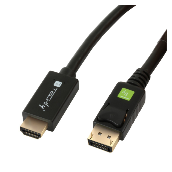Techly ICOC DSP-H12-020 adaptador de cable de vídeo 2 m DisplayPort HDMI Negro