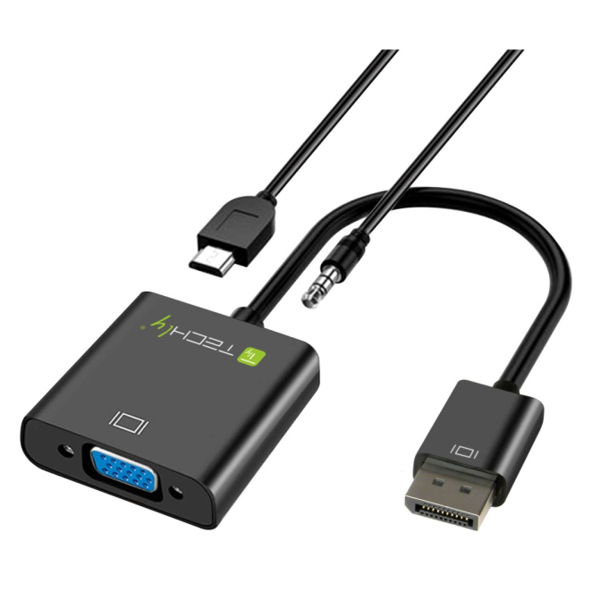 Techly HDMI - VGA+3.5mm+Micro USB B M/F 0,15 m Negro