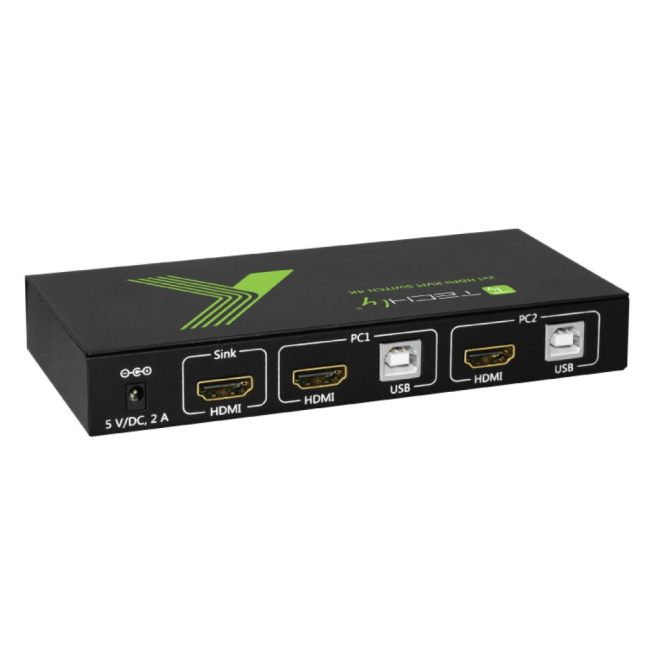 Techly 2x1 USB HDMI KVM Switch 4Kx2K IDATA KVM-HDMI2U vista trasera
