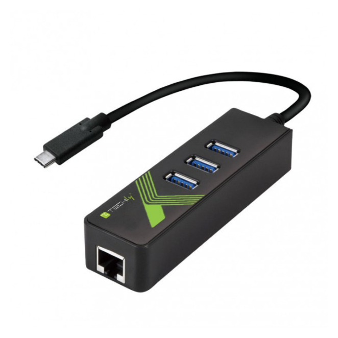 Techly IDATA USB-ETGIGA-3C2 base para portátil y replicador de puertos USB 3.2 Gen 1 (3.1 Gen 1) Type-C Negro