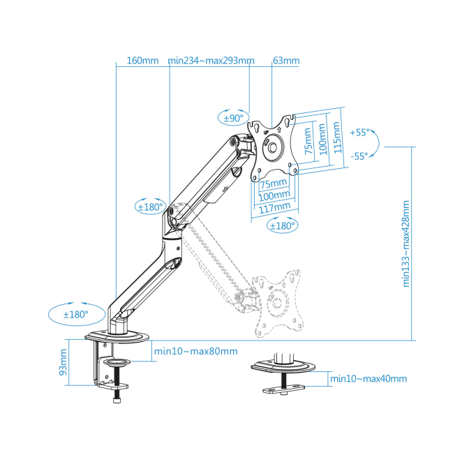 Razones para comprar TooQ DB4032TNR-G soporte para monitor