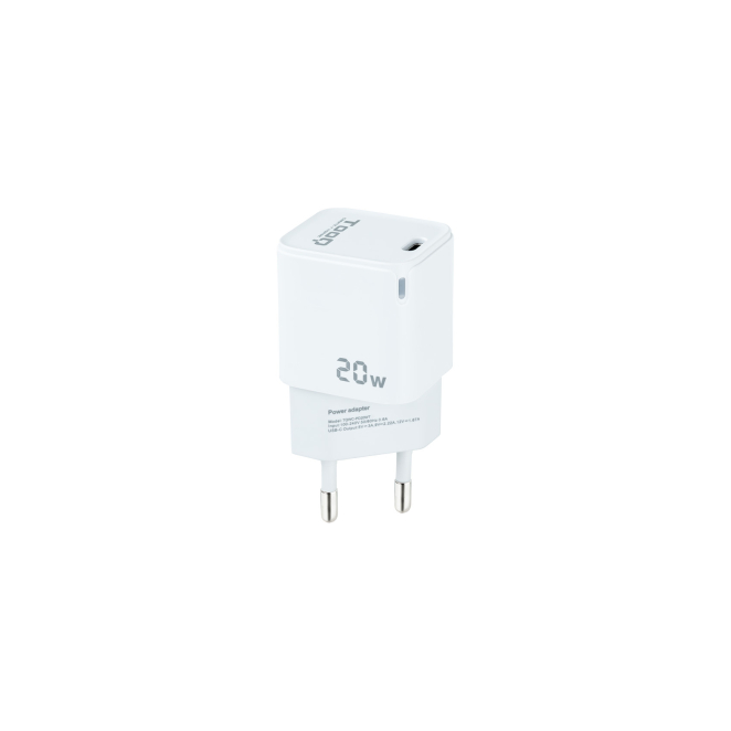 TooQ Cargador de Pared USB-C PD20W, Blanco