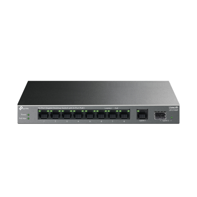TP-Link LiteWave LS1210GP switch No administrado Gigabit Ethernet (10/100/1000) Energía sobre Ethernet (PoE) Negro