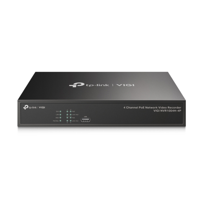 TP-Link VIGI NVR1004H-4P Grabadore de vídeo en red (NVR) Negro