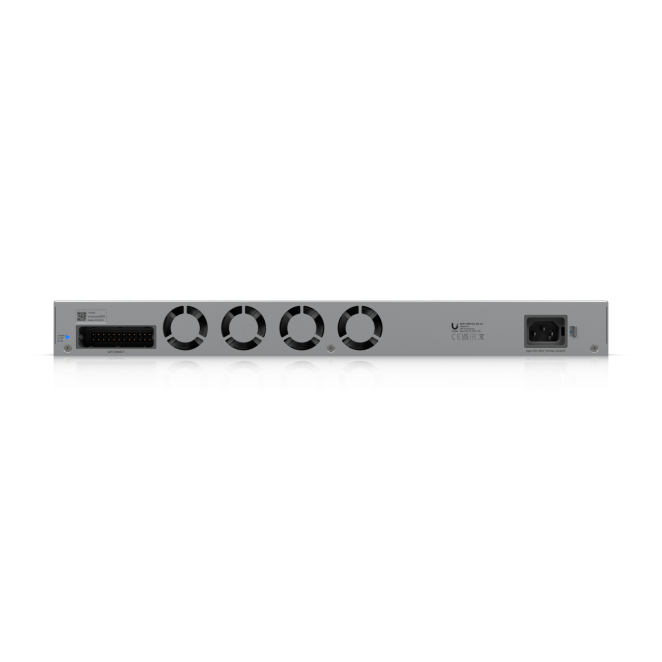 Vista lateral del Ubiquiti UniFi Pro XG 24 mostrando sus dimensiones compactas