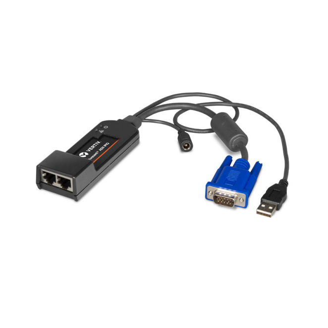 Vertiv Avocent ADX-IPIQ-400 adaptador de cable de vídeo 2 x RJ-45 DVI-I + 3.5mm + USB Type-B Negro