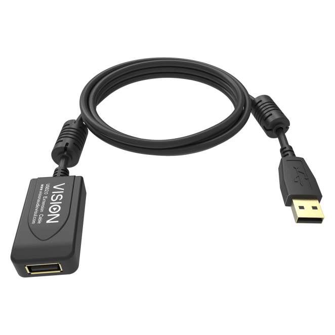 Vision TC 5MUSBEXT+/BL- cable USB USB 2.0 5 m USB A Negro