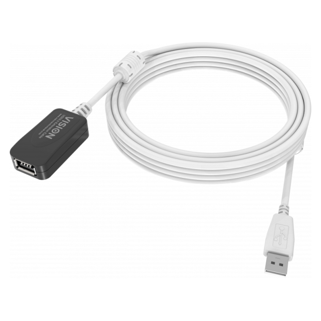 Vision TC 5MUSBEXT+ cable USB USB 2.0 5 m USB A Blanco