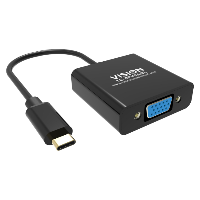 Vision TC-USBCVGA/BL adaptador de cable de vídeo USB Tipo C VGA (D-Sub) Negro