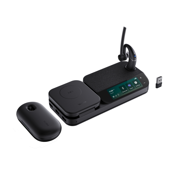 Yealink BH71 Workstation Pro auriculares inalámbricos gancho de oreja oficina/centro de llamadas USB Tipo C Bluetooth base de carga negro