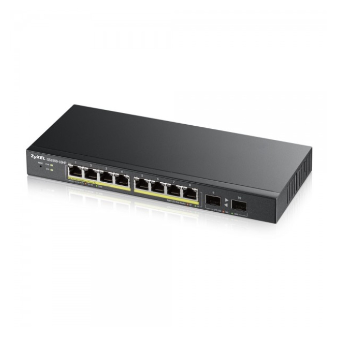 Zyxel GS1900-8HP v3 PoE Gestionado L2 Gigabit Ethernet (10/100/1000) Energía sobre Ethernet (PoE) Negro