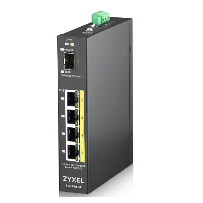 Zyxel RGS100-5P No administrado L2 Gigabit Ethernet (10/100/1000) Energía sobre Ethernet (PoE) Negro