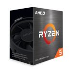 Imagen del procesador AMD Ryzen 5 5600 con velocidad de 3,5 GHz, 32 MB de memoria caché L3, SKU 100-100000927BOX. Ideal para gaming y trabajos exigentes.