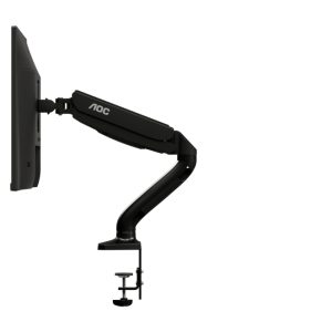 Soporte de escritorio negro para monitor AOC de 32 pulgadas modelo AS110D0. Ideal para ampliar el espacio de trabajo en la oficina.