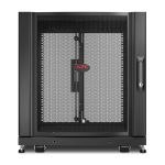 Imagen del APC NetShelter SX 12U Rack independiente en color negro, SKU AR3103, ideal para servidores y equipos de red, incluye puerta frontal de vidrio y diseño robusto