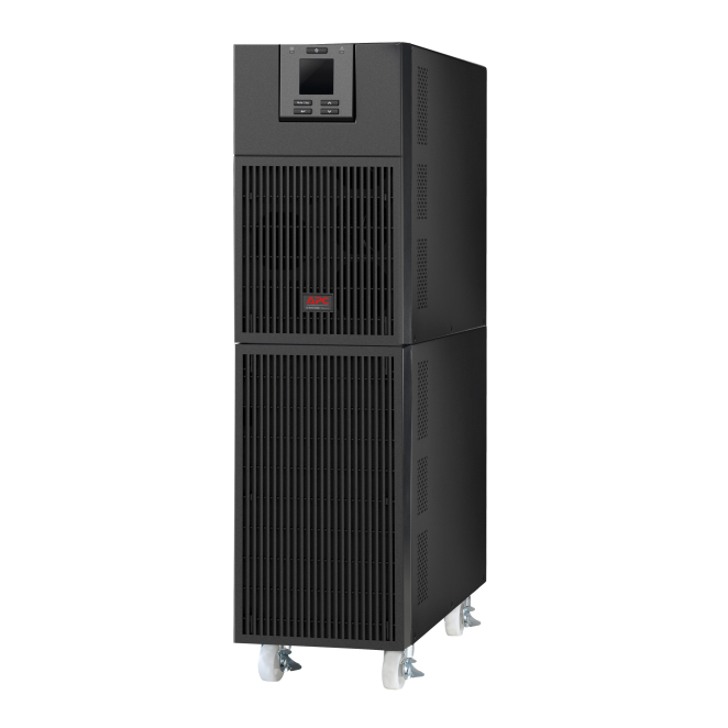 APC Sistema de Alimentación Ininterrumpida UPS 6 kVA Imagen del APC SRV6KI, un sistema de alimentación ininterrumpida (UPS) de doble conversión en línea con capacidad de 6 kVA y potencia de 6000 W. SKU: SRV6KI