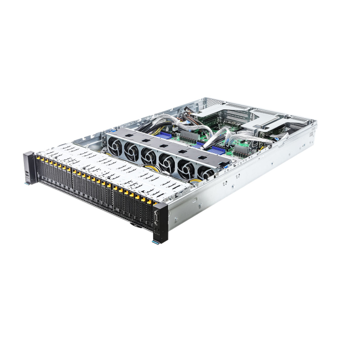 Asrock 2U24E-GENOA2 servidor barebone AMD SoC LGA 6096 de 2U en negro y gris Imagen del servidor barebone Asrock 2U24E-GENOA2 con procesador AMD SoC y socket LGA 6096, diseñado para montaje en bastidor (2U), en colores negro y gris, SKU 2U24E-GENOA2