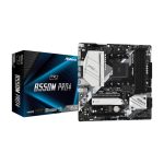 Imagen de la placa base Asrock B550M Pro4 con chipset AMD B550 y zócalo AM4, SKU 90-MXBDK0-A0UAYZ, diseñada para micro ATX.