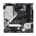 Imagen de la placa base Asrock B550M Pro4 con chipset AMD B550 y zócalo AM4, SKU 90-MXBDK0-A0UAYZ, diseñada para micro ATX.