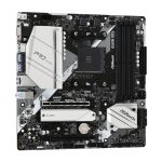 Imagen de la placa base Asrock B550M Pro4 con chipset AMD B550 y zócalo AM4, SKU 90-MXBDK0-A0UAYZ, diseñada para micro ATX.