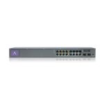 Imagen del switch gestionado Alta Labs S16-POE, que ofrece conectividad Gigabit Ethernet (10/100/1000) y soporte para Energía sobre Ethernet en un chasis de 1U, SKU S16-POE.