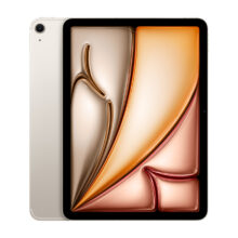 Apple iPad Air 5G, modelo MCG24TY/A con 256GB de almacenamiento, pantalla de 11 pulgadas, 8GB de RAM, compatible con Wi-Fi 6E y iPadOS 18 en color beige.