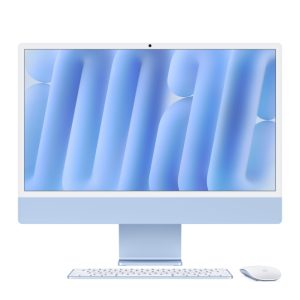 Apple iMac en color azul con pantalla de 23.5 pulgadas, resolución 4480 x 2520 Pixeles, 24 GB RAM, 512 GB SSD, macOS, Wi-Fi 6E - MD2T4ZE/A