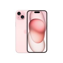 Imagen del Apple iPhone 15 Plus en color rosa, con 256GB de almacenamiento, pantalla de 6.7 pulgadas, SIM doble, iOS 17 y conectividad 5G. SKU: MU193ZD/A