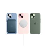 Imagen del Apple iPhone 15 Plus en color amarillo, con una pantalla de 6.7 pulgadas, dual SIM, iOS 17, 5G, USB Tipo C y 256 GB de almacenamiento. SKU: MU1D3ZD/A