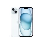 Imagen del Apple iPhone 15 Plus con pantalla de 6.7 pulgadas, capacidad de 512 GB, color azul y compatibilidad con SIM doble, iOS 17 y 5G, SKU MU1P3ZD/A