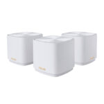 Sistema de Wi-Fi 6 ASUS ZenWiFi XD4 Plus AX1800 de doble banda con tres unidades blancas y SKU 90IG07M0-MO3C40