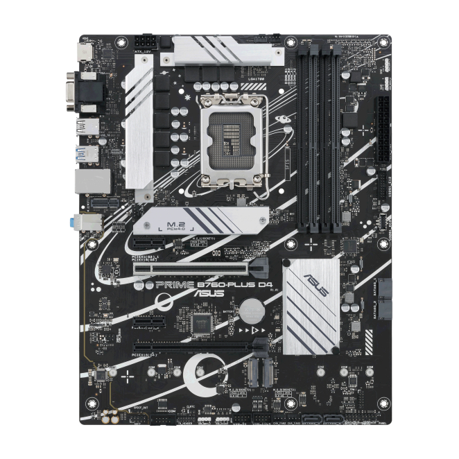 ASUS PRIME B760-PLUS D4 Motherboard with Intel B760 Chipset ASUS PRIME B760-PLUS D4 Intel B760 LGA 1700 ATX motherboard SKU 90MB1CW0-M1EAY0 with multiple expansion slots and robust cooling system.