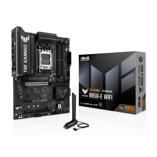 ASUS TUF Gaming B850-E WIFI con zócalo AM5 y formato ATX Placa madre ASUS TUF Gaming B850-E WIFI con chipset AMD B850, zócalo AM5 y diseño ATX. SKU 90MB1L20-M0EAY0