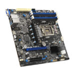 ASUS P12R-M motherboard featuring Intel C256 chipset, LGA 1200 socket, and ATX form factor. SKU: 90SB09X0-M1UAY0