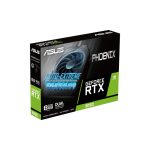 Image of ASUS Phoenix PH-RTX3050-8G-V2 graphics card equipped with NVIDIA GeForce RTX 3050, featuring 8 GB GDDR6 memory. SKU: 90YV0GH8-M0NA00.