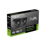 Tarjeta gráfica ASUS Dual NVIDIA GeForce RTX 4060 Ti con 8 GB de memoria GDDR6 y sistema de refrigeración avanzada, SKU 90YV0J49-M0NA00