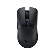 Vista frontal del ratón ASUS TUF Gaming M4 Wireless para mano derecha, con conectividad RF Wireless y Bluetooth y sensor óptico de 12000 DPI. SKU: 90MP02F0-BMUA00