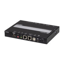 Imagen del interruptor KVM ATEN modelo CN9850-AT-G en color negro con soporte remoto para gestión eficiente