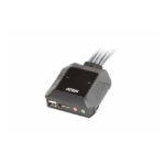 ATEN Switch KVM formato cable con DisplayPort y USB de 2 puertos, incluye selector remoto de puerto, modelo CS22DP-AT