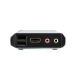Imagen del ATEN Switch KVM USB 4K HDMI de 2 puertos con cable y selector de puerto remoto, SKU CS22H-AT. Permite controlar dos computadoras con un solo teclado y mouse.